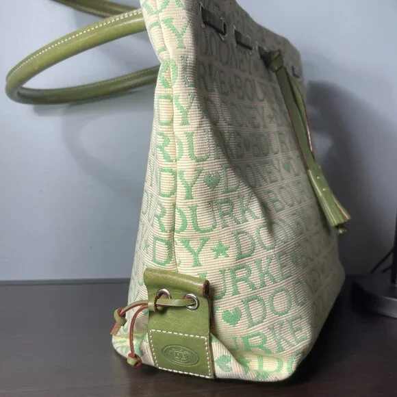 Dooney & Bourke Satchel - Tote - Shoulder Bag In Green & Cream - Picture 4 of 7